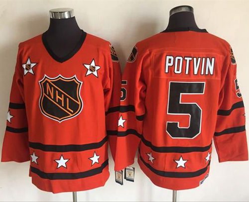 Islanders #5 Denis Potvin Orange All Star CCM Throwback Stitched NHL Jersey - Click Image to Close